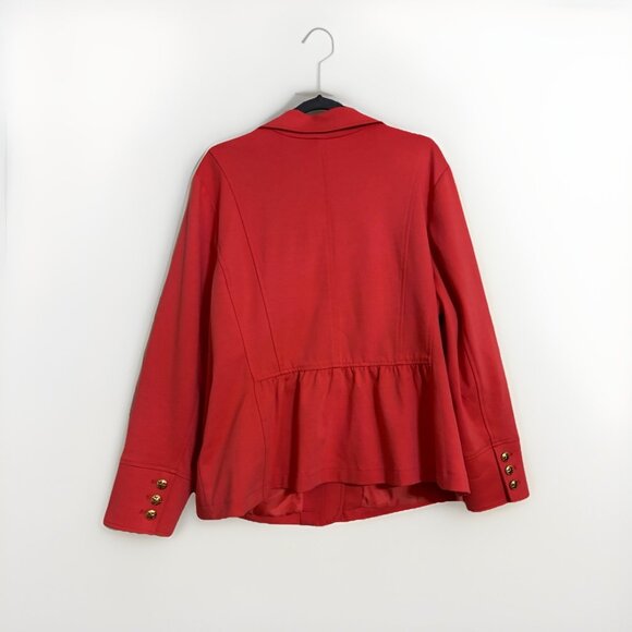Linea By Louis Dell Vtg Womens Red Blazer Jacket w Ruching Sz 2X Professional - Picture 4 of 6